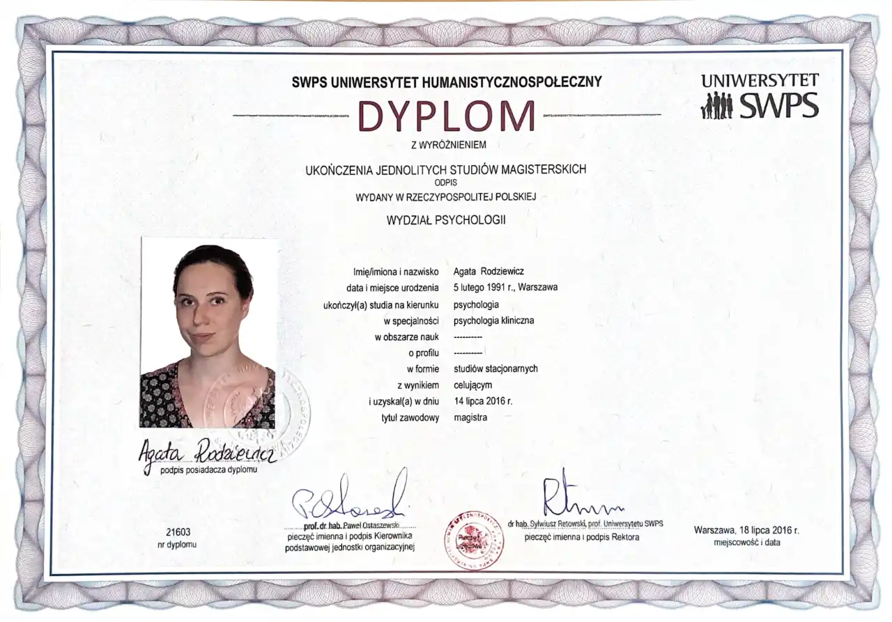 dyplom-magister-psychologii-agata-rodziewicz-cybulska