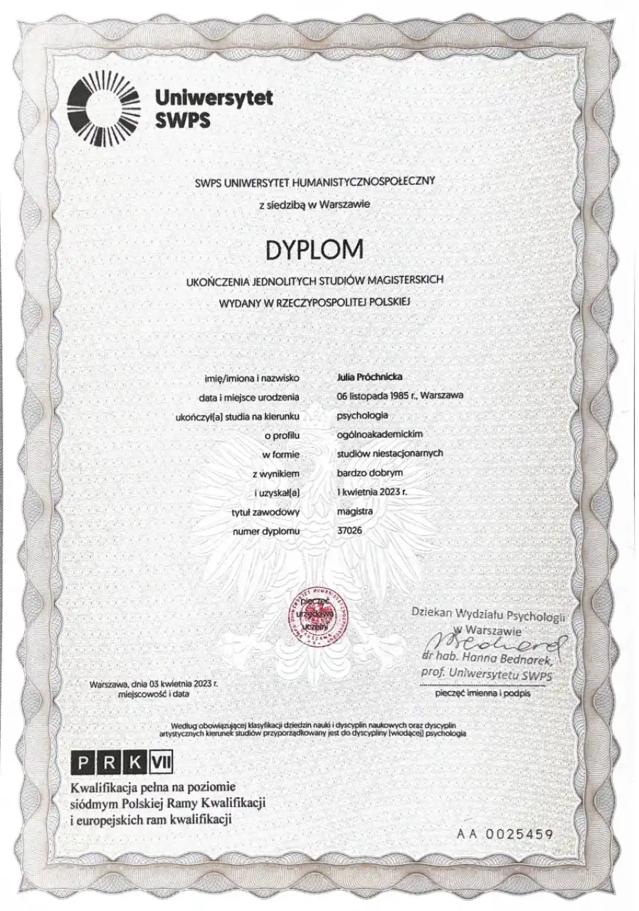 julia-prochnicka-dyplom-magister-psychologii